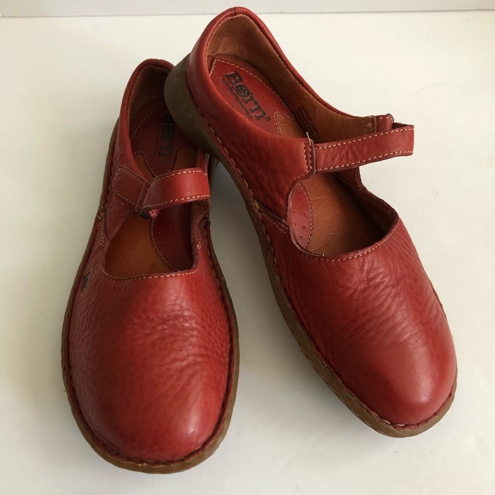 Born Red Leather Mary Jane Shoes Size 6